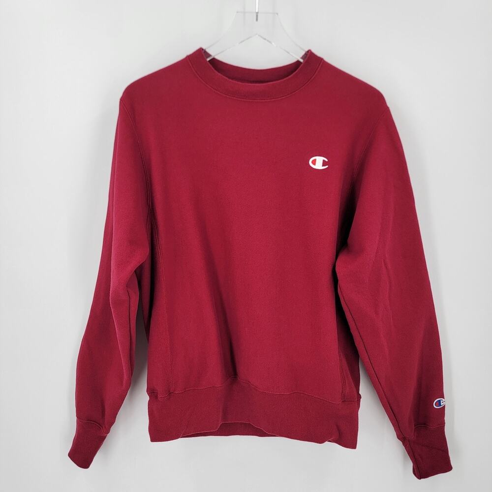 Champion Reverse Weave Heavyweight Fleece Crewneck Pullover Red Mens S GF70